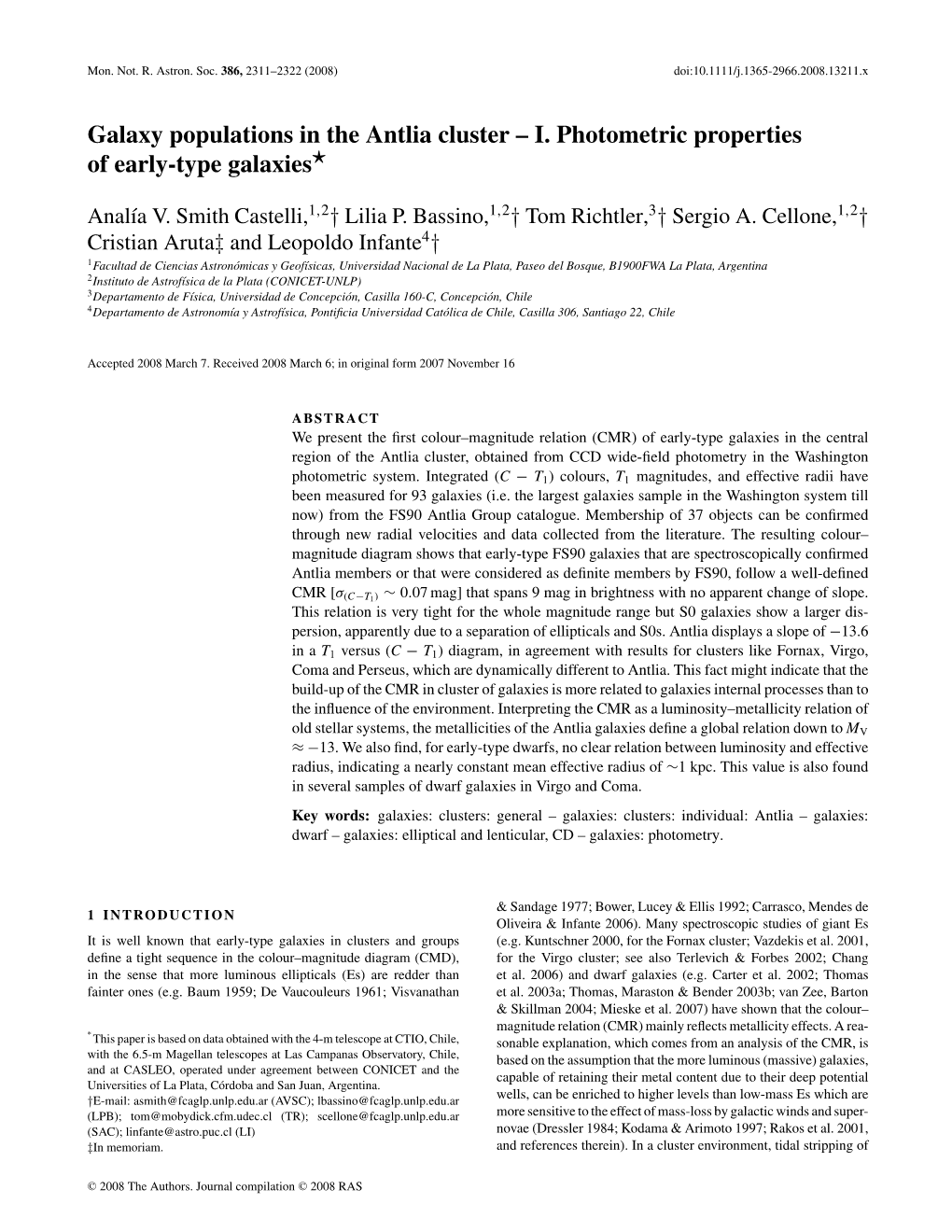 Galaxy Populations in the Antlia Cluster – I. Photometric Properties ⋆ of Early-Type Galaxies