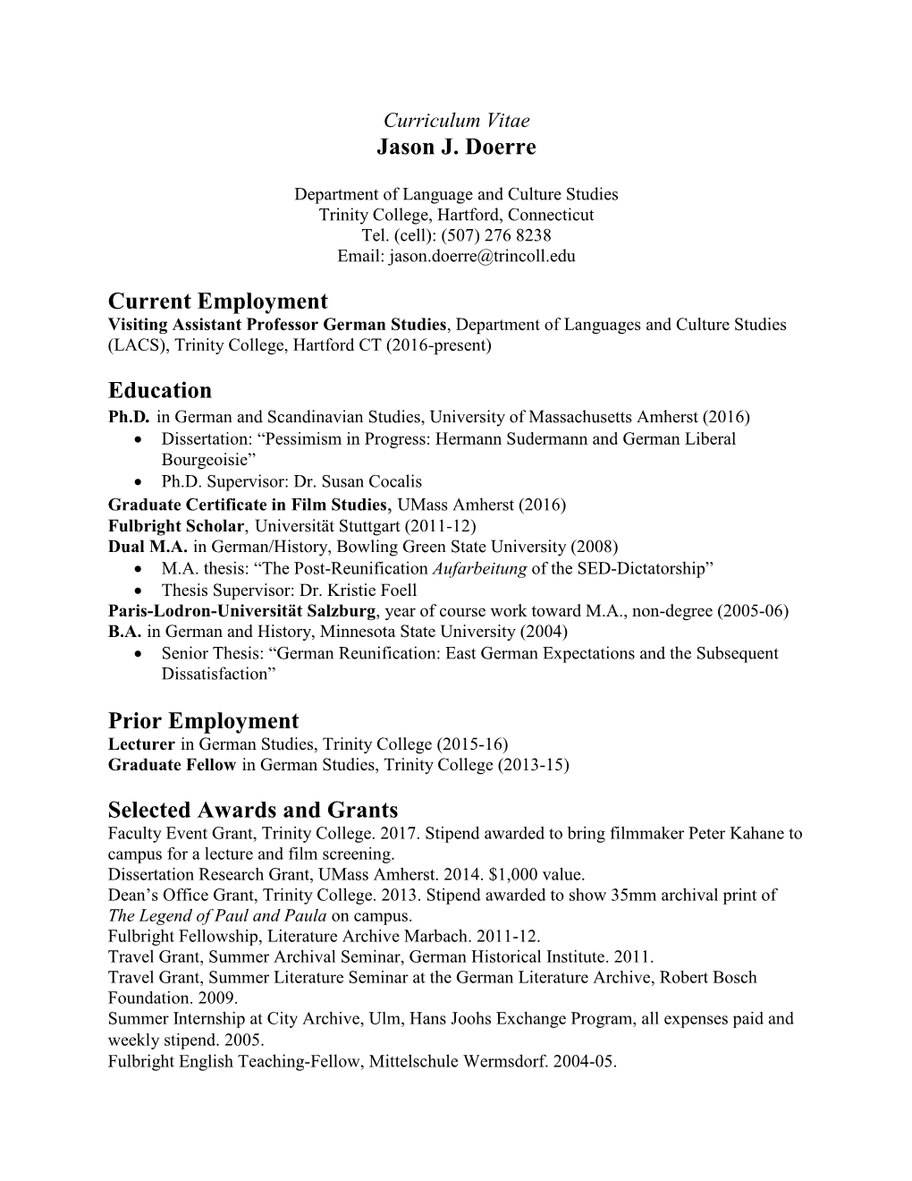 Curriculum Vitae Jason J