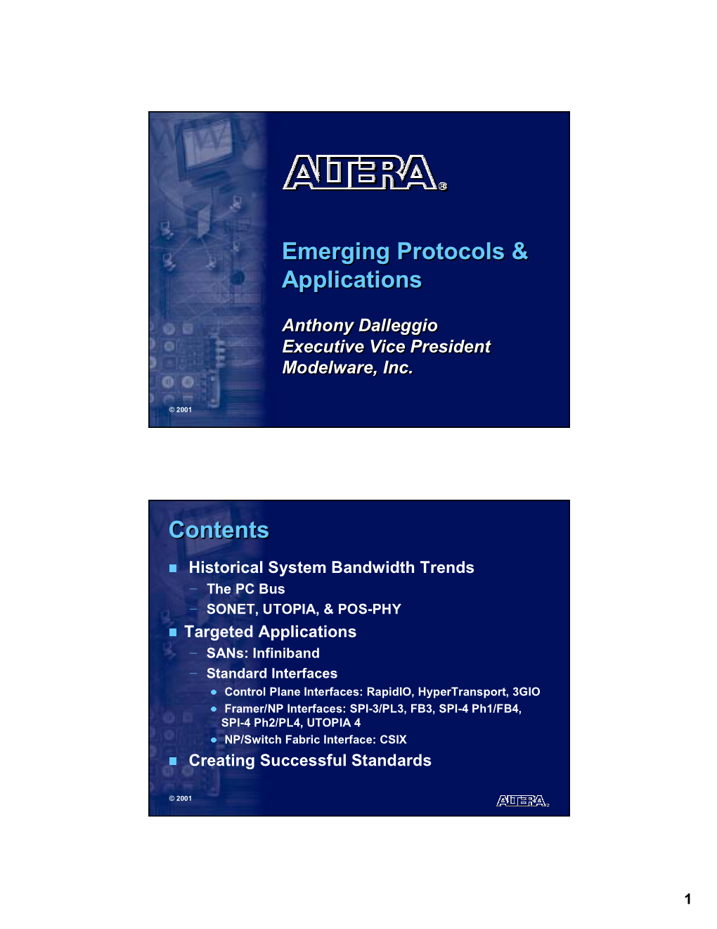 Emerging Protocols & Applications Emerging Protocols & Applications Contents