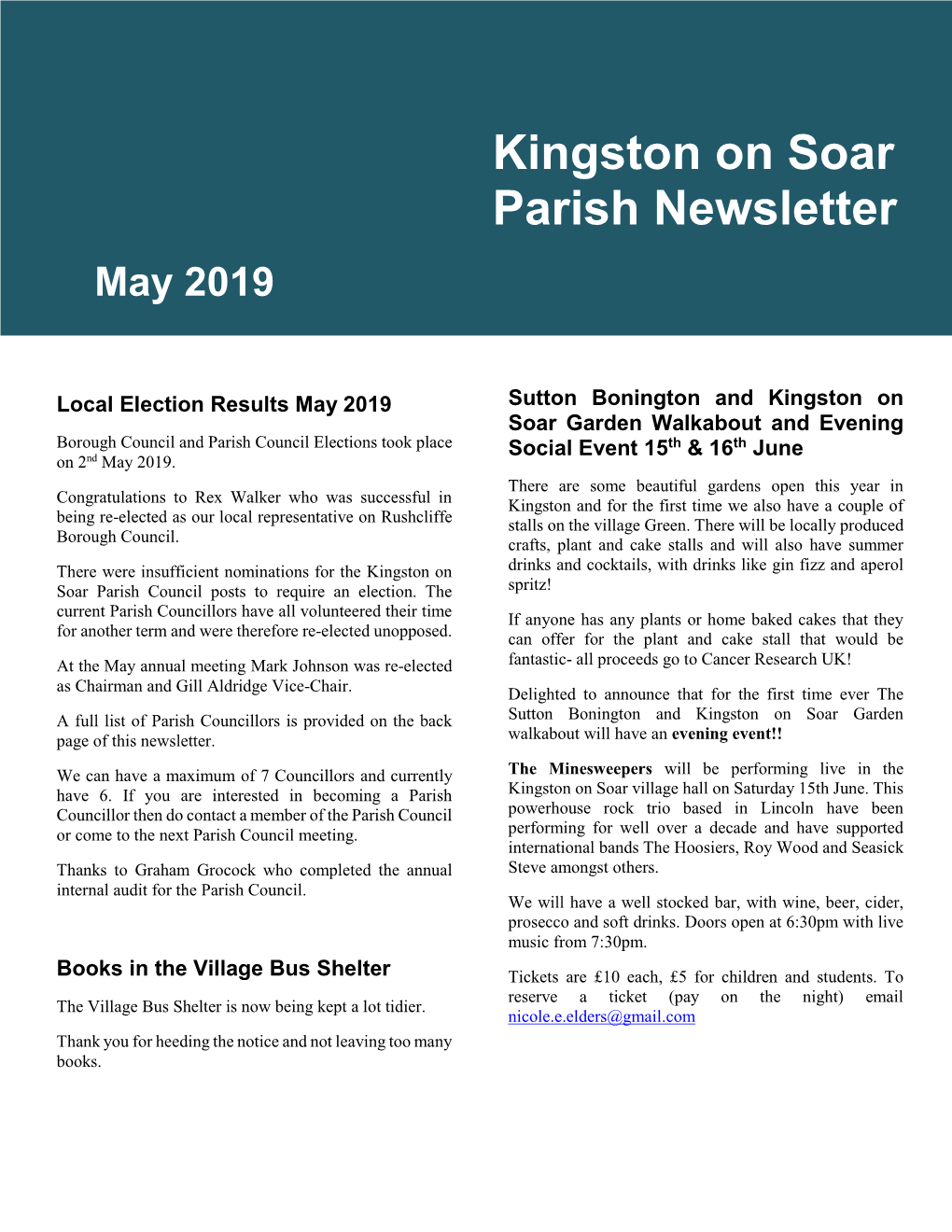 Newsletter May 2019