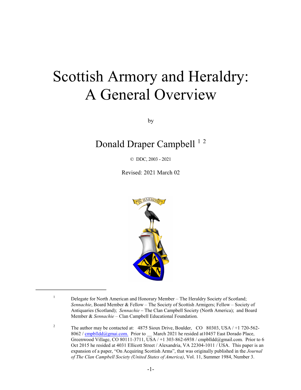 Scottish Armory and Heraldry: a General Overview