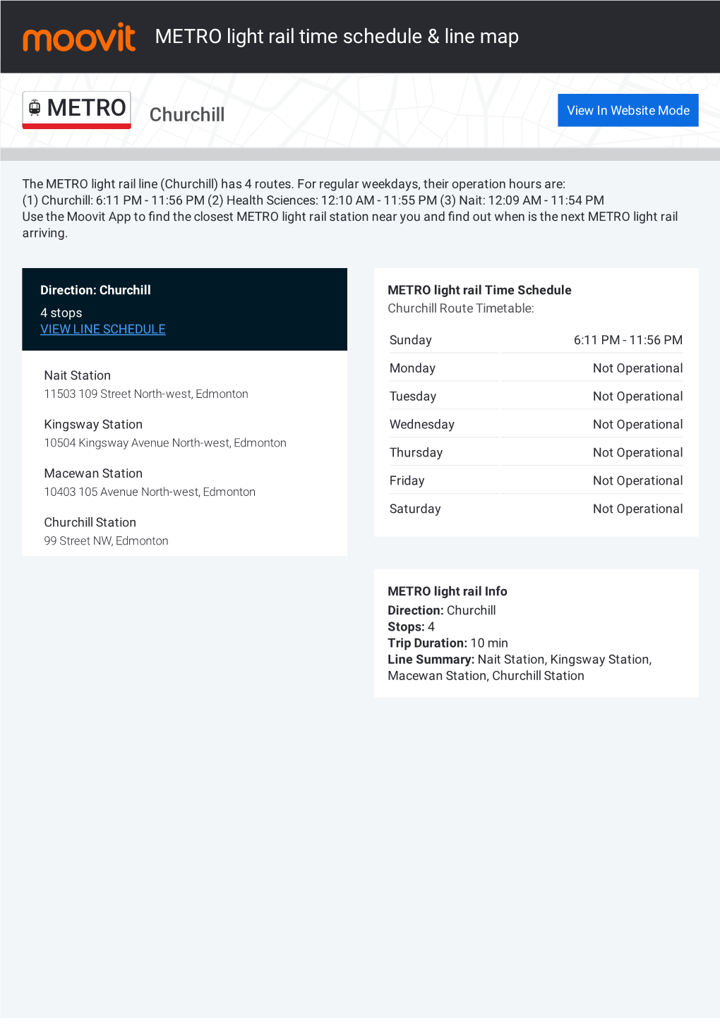 METRO Light Rail Time Schedule & Line Route