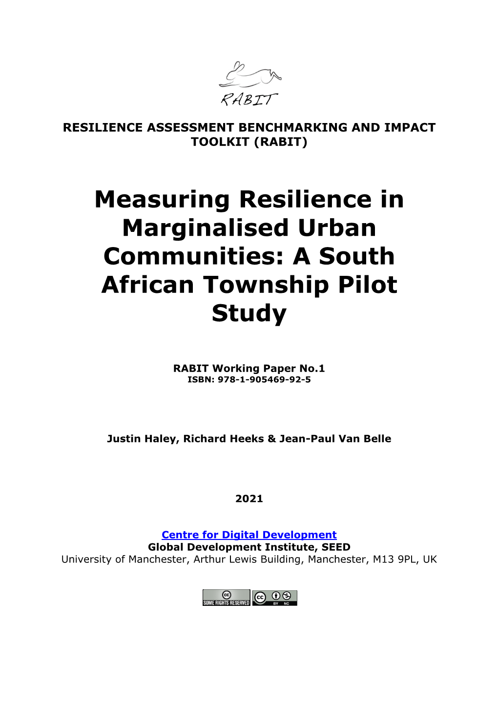 Measuring Resilience in Marginalised Urban Communities: a South African Township Pilot Study