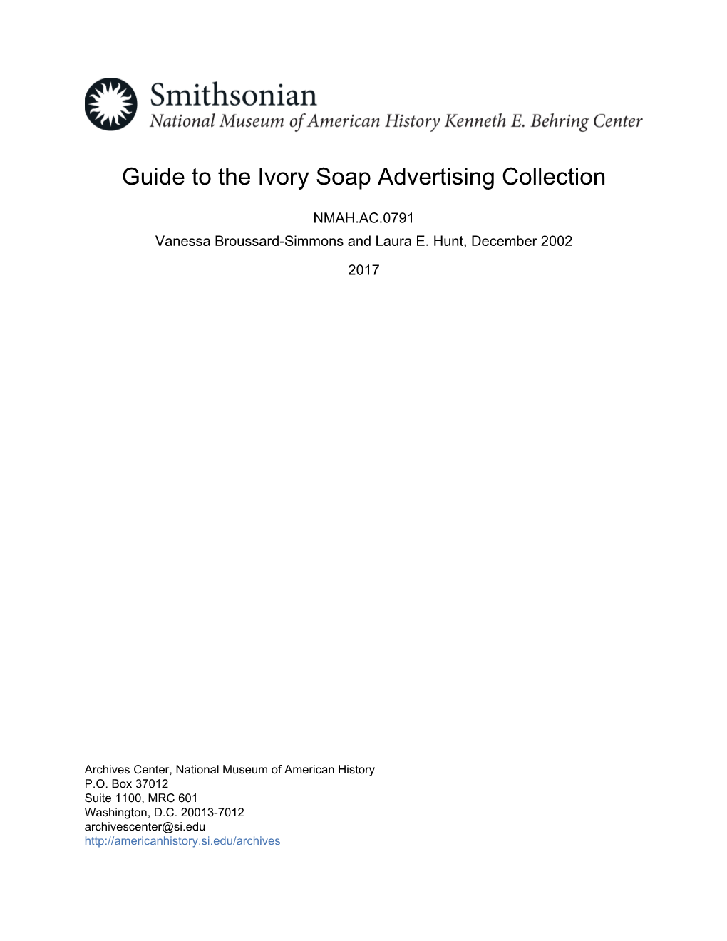 Guide to the Ivory Soap Advertising Collection