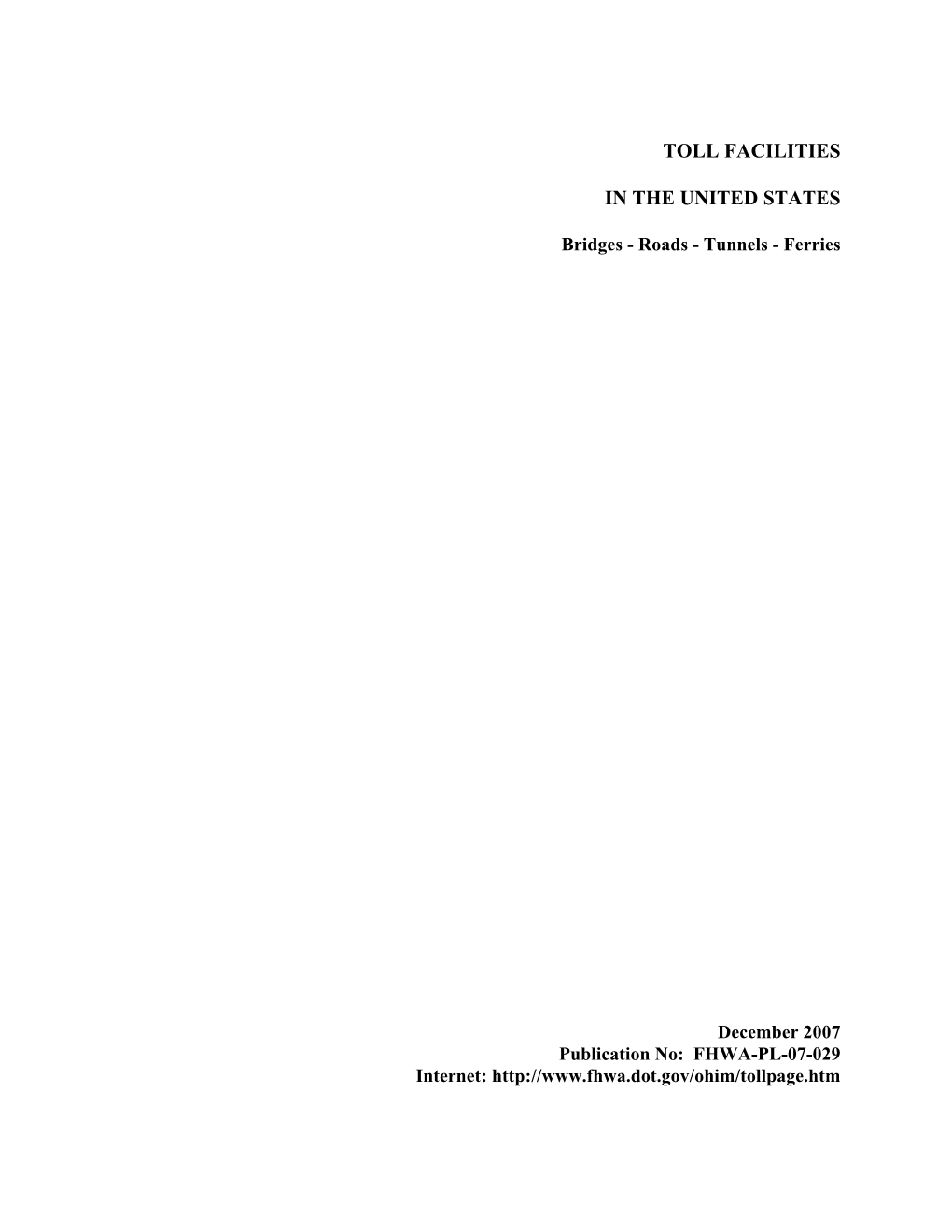 2007 Toll Facilities in the United States