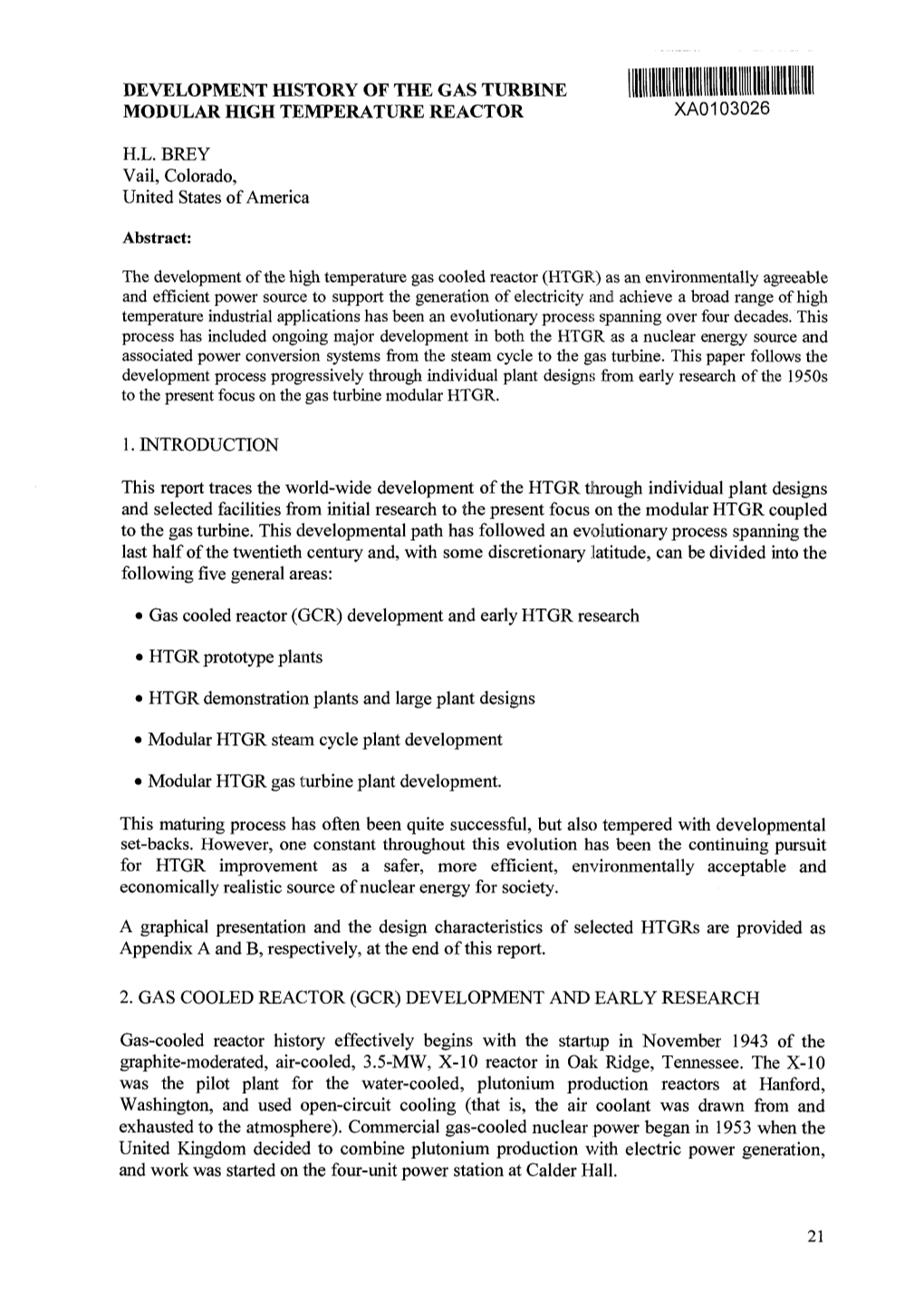 Development History of the Gas Turbine Modular High Temperature Reactor Xa0103026