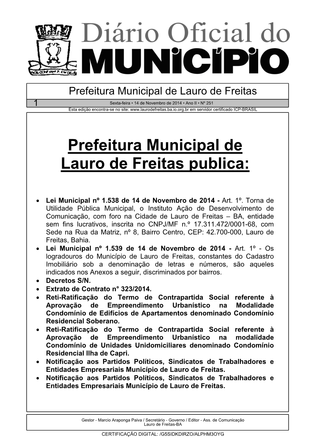 Prefeitura Municipal De Lauro De Freitas Publica