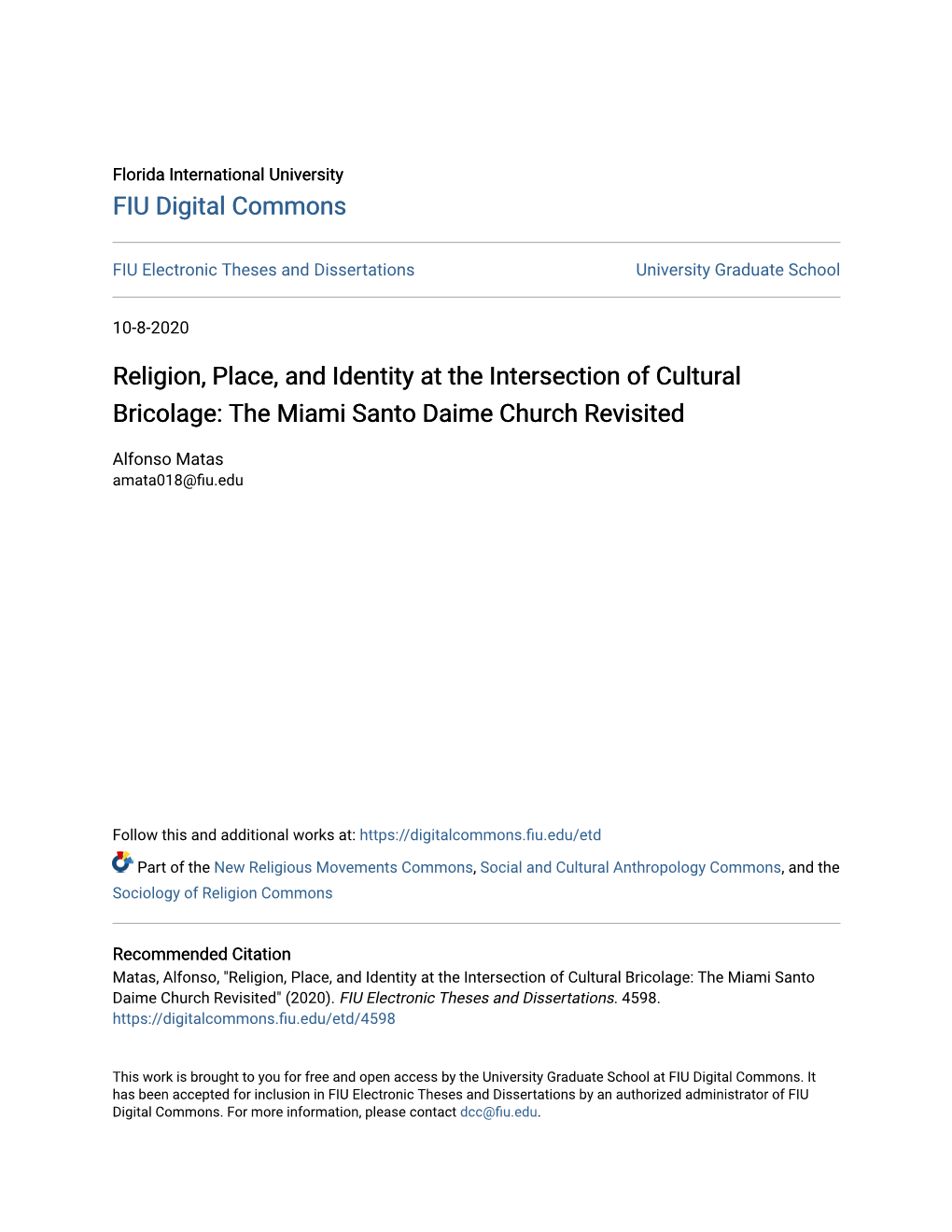 Religion, Place, and Identity at the Intersection of Cultural Bricolage: the Miami Santo Daime Church Revisited