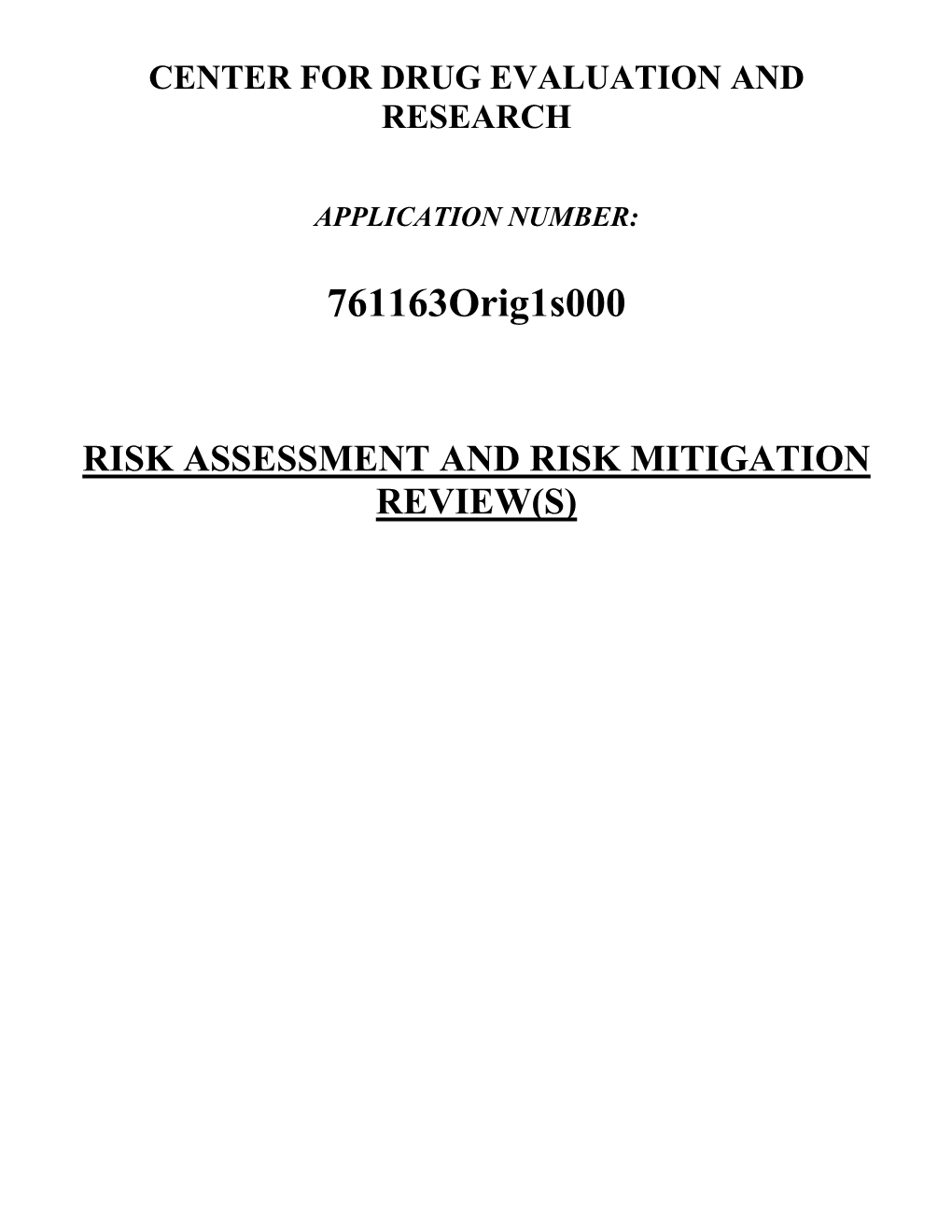 Risk Assessment and Risk Mitigation Review(S)