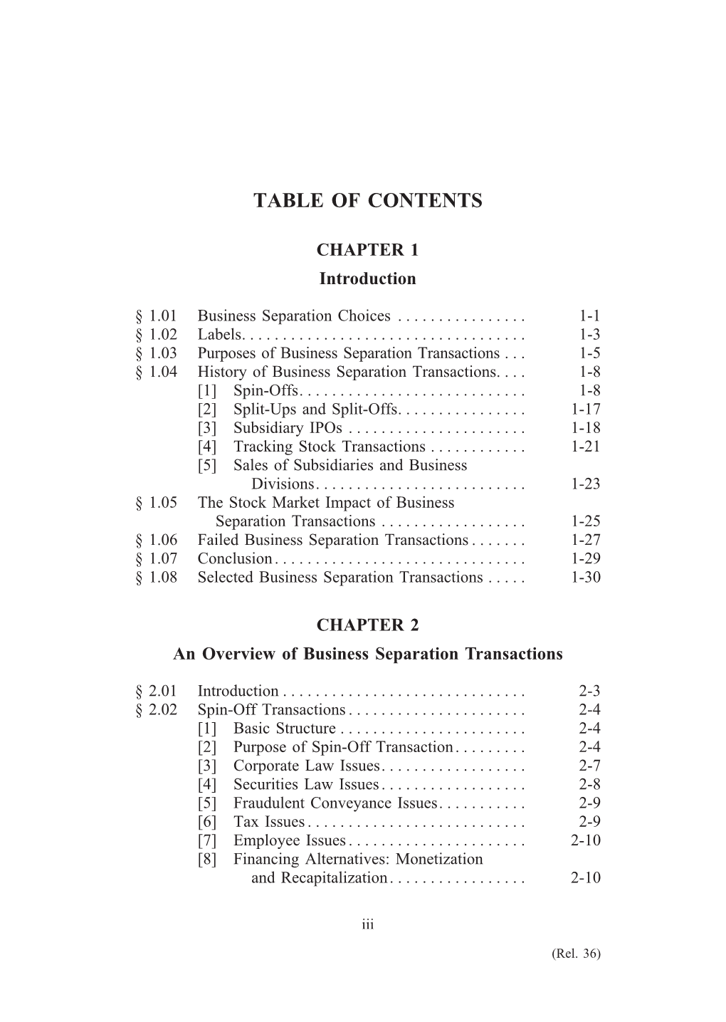 Table of Contents