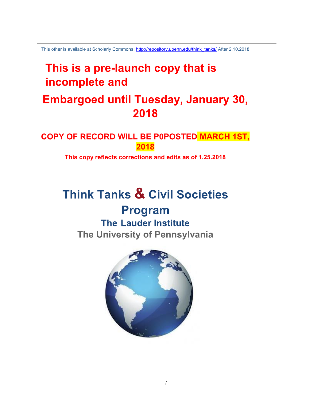 Think Tanks & Civil Societies Program