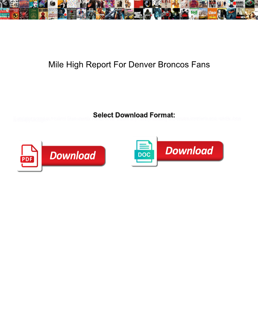 Mile High Report for Denver Broncos Fans