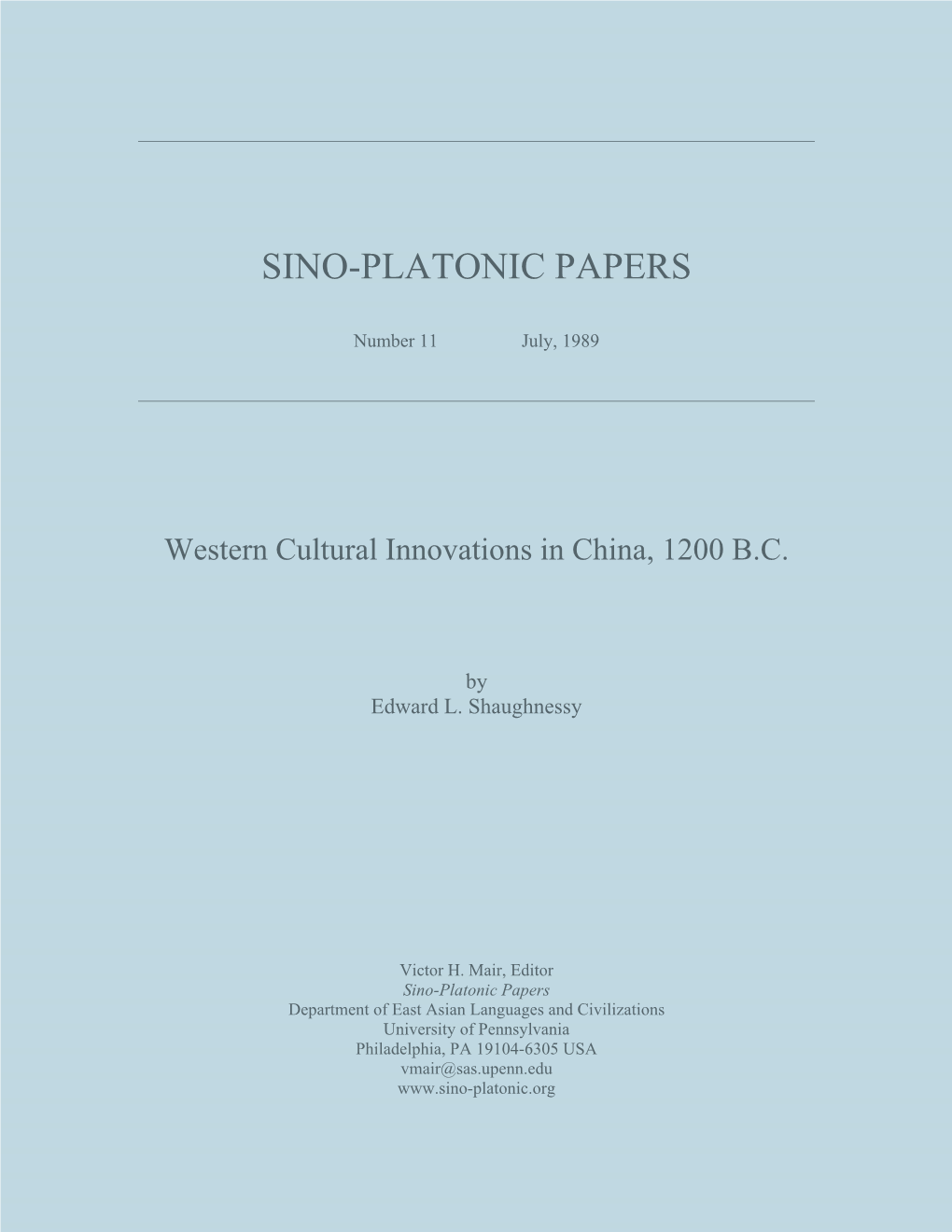 Western Cultural Innovations in China, 1200 B.C