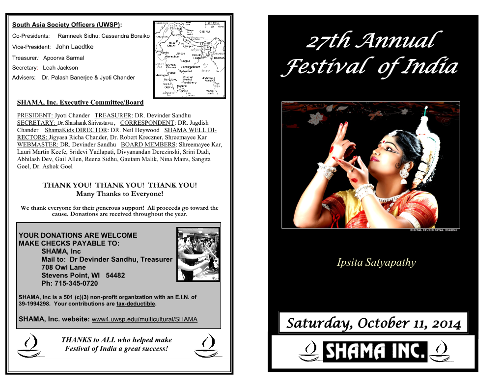 27Th Annual Festival of India! Make This a Successful Event