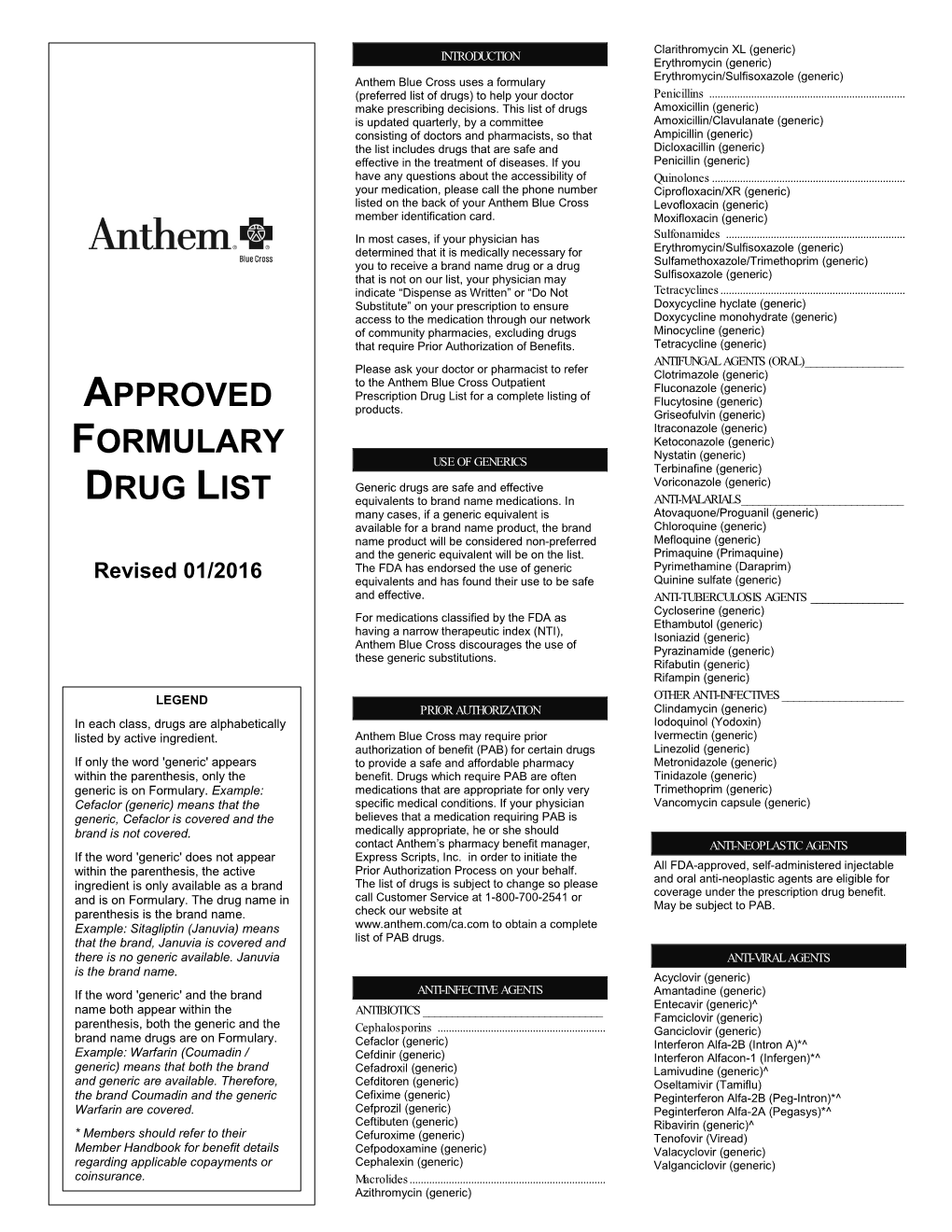 Approved Formulary Drug List