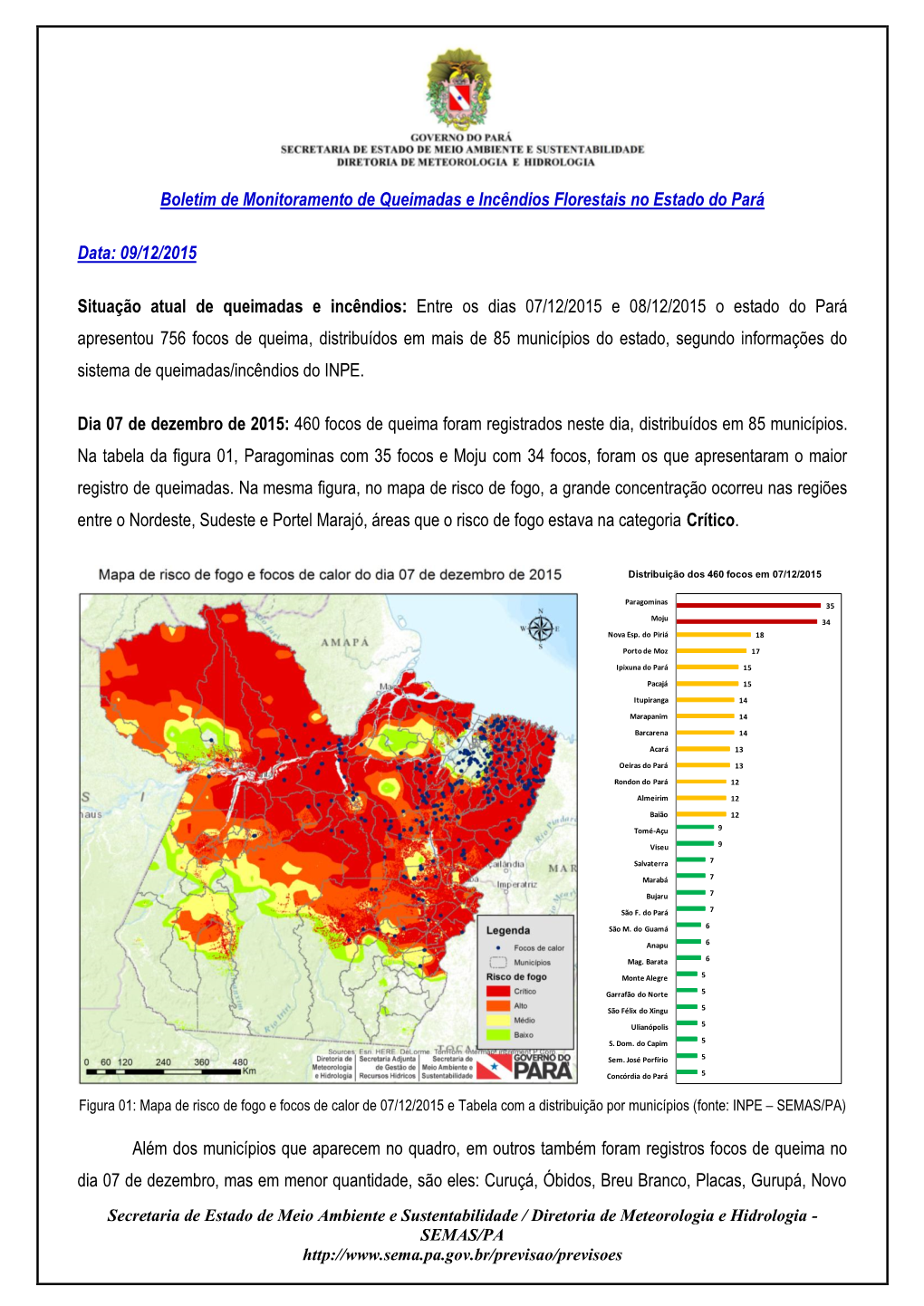 Boletim De Monitoramento De Queimadas E Incêndios Florestais No Estado Do Pará