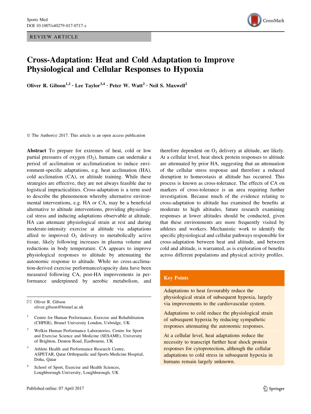 Cross-Adaptation: Heat and Cold Adaptation to Improve Physiological and Cellular Responses to Hypoxia