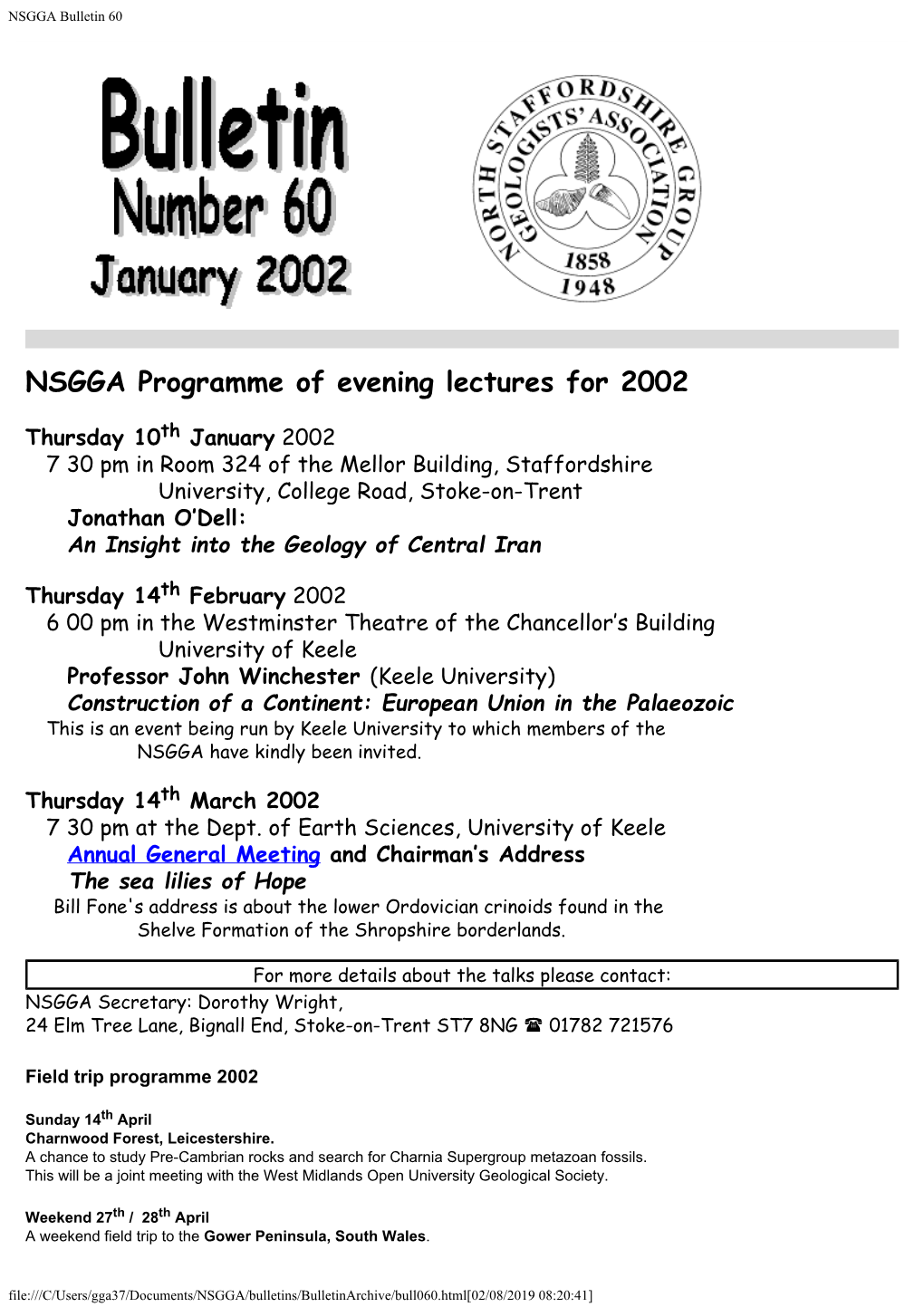 NSGGA Bulletin 60