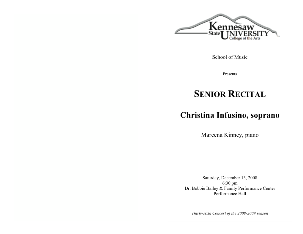 Senior Recital: Christina Infusino, Soprano