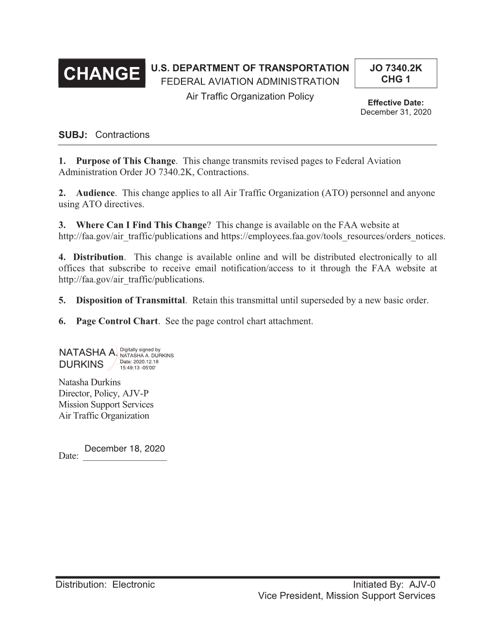 FAA Order JO 7340.2K Contractions