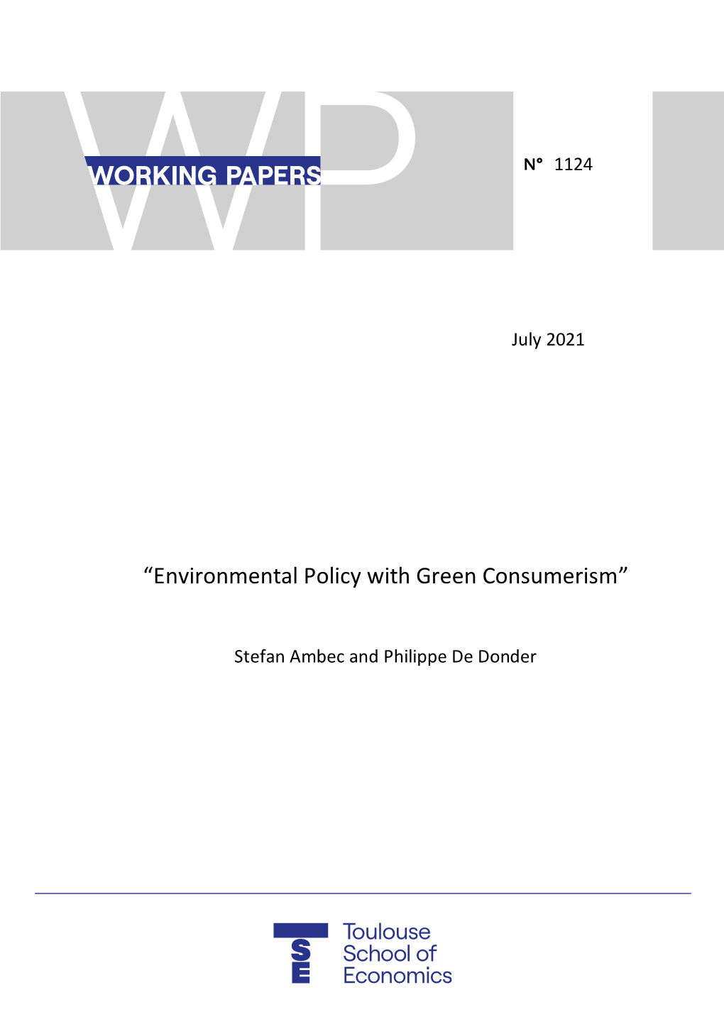 “Environmental Policy with Green Consumerism”