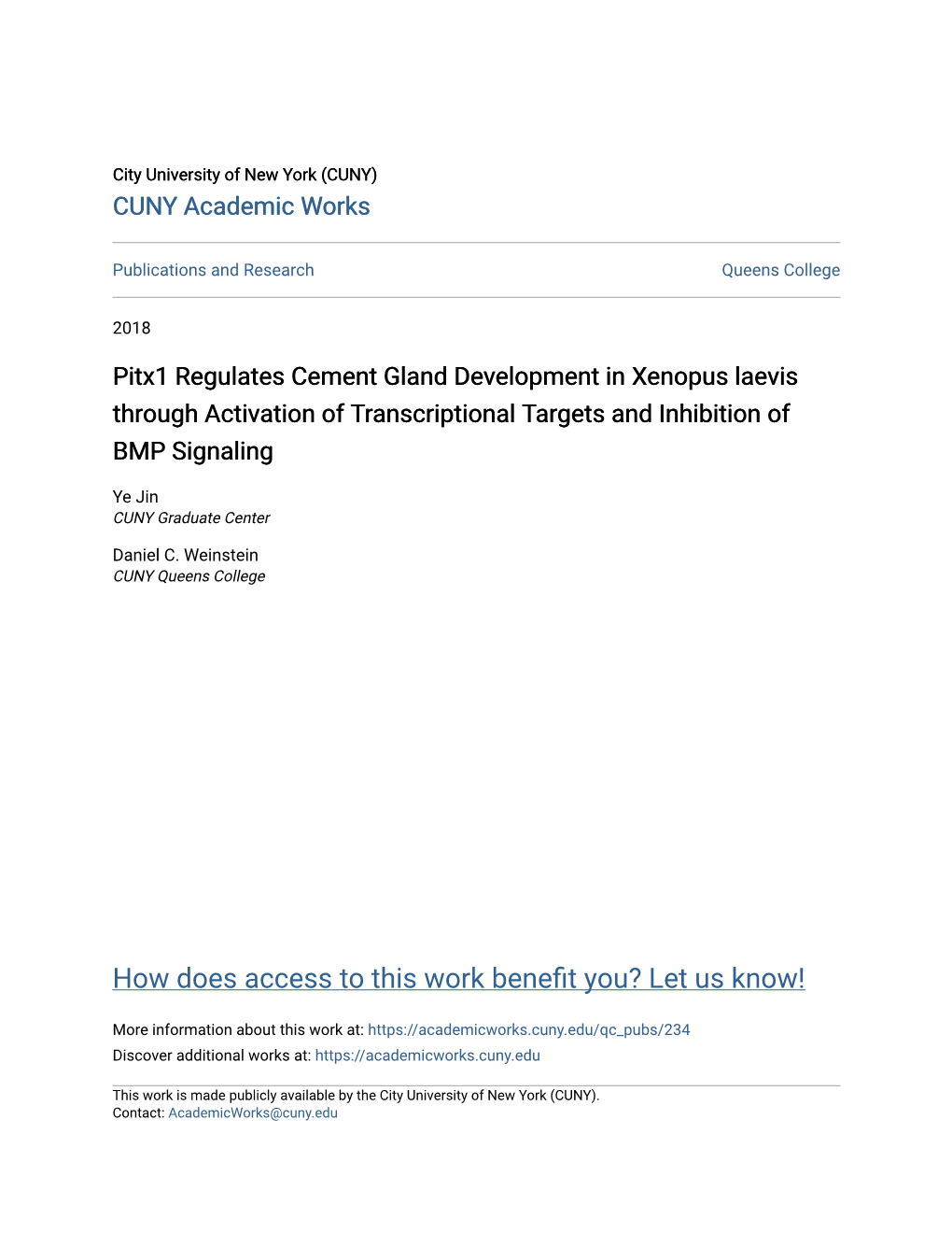 Pitx1 Regulates Cement Gland Development in Xenopus Laevis Through Activation of Transcriptional Targets and Inhibition of BMP Signaling