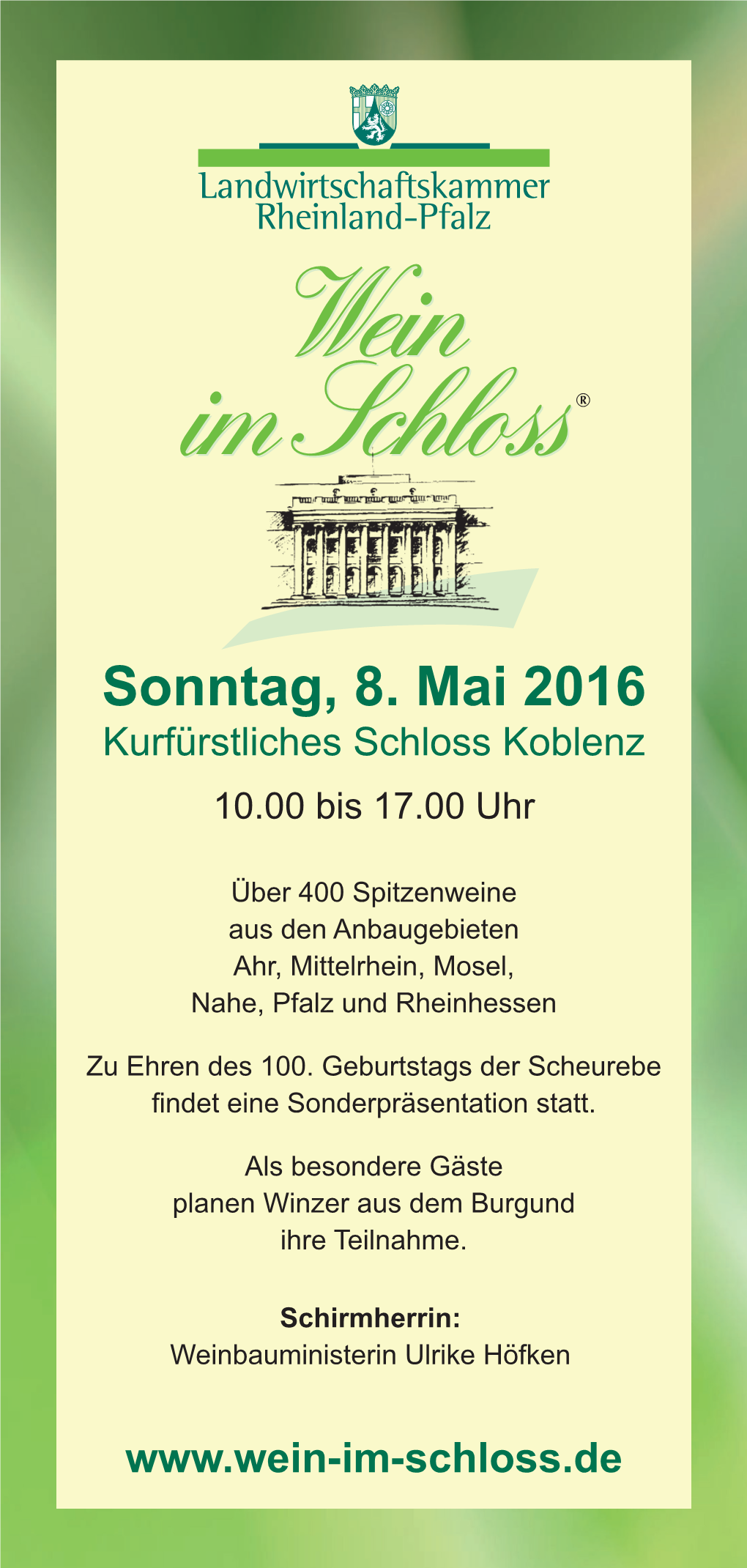 Sonntag, 8. Mai 2016 Kurfürstliches Schloss Koblenz 10.00 Bis 17.00 Uhr