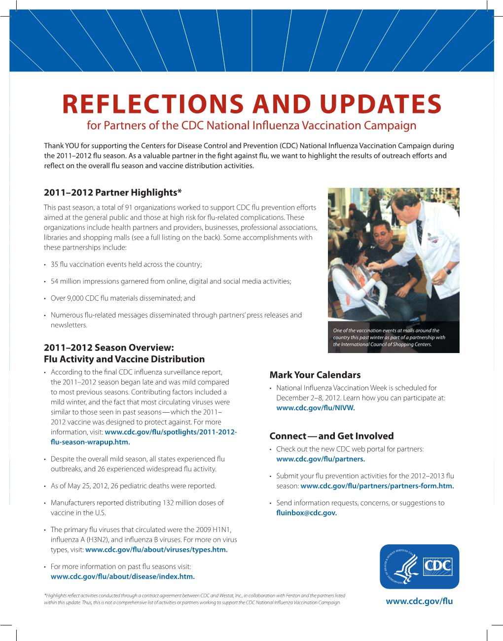 REFLECTIONS and UPDATES for Partners of the CDC National Influenza Vaccination Campaign