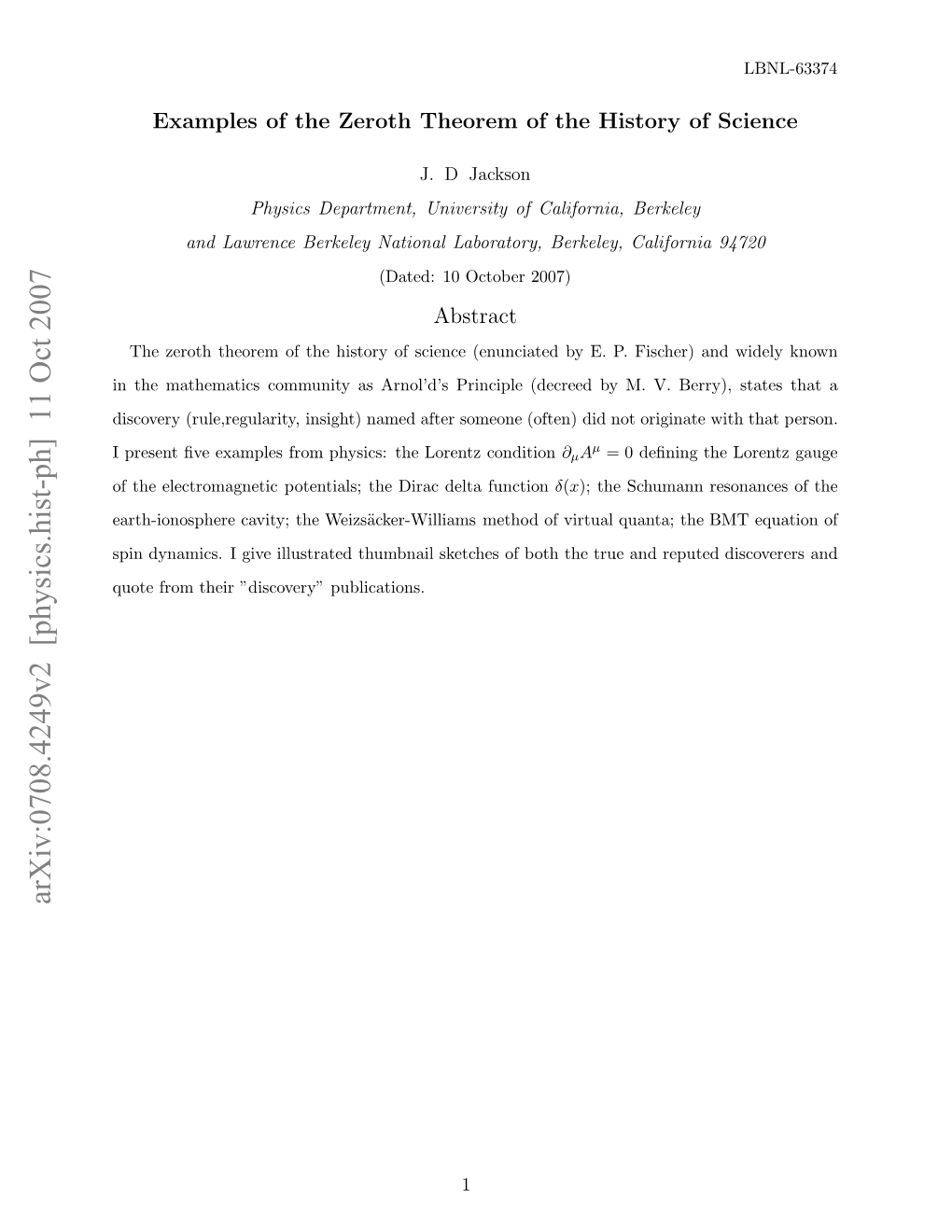 Examples of the Zeroth Theorem of the History of Physics