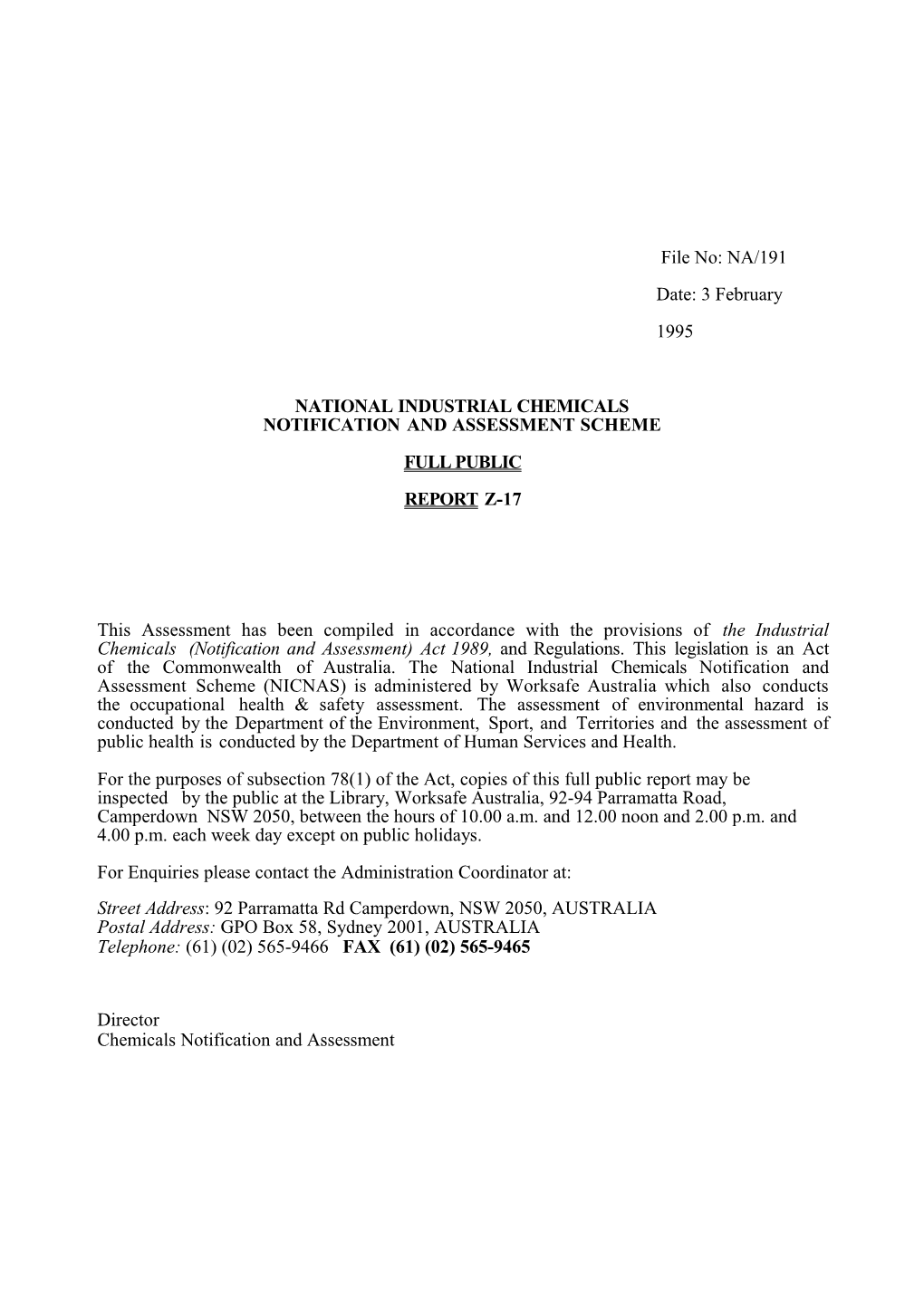 National Industrial Chemicals Notification and Assessment Scheme s55