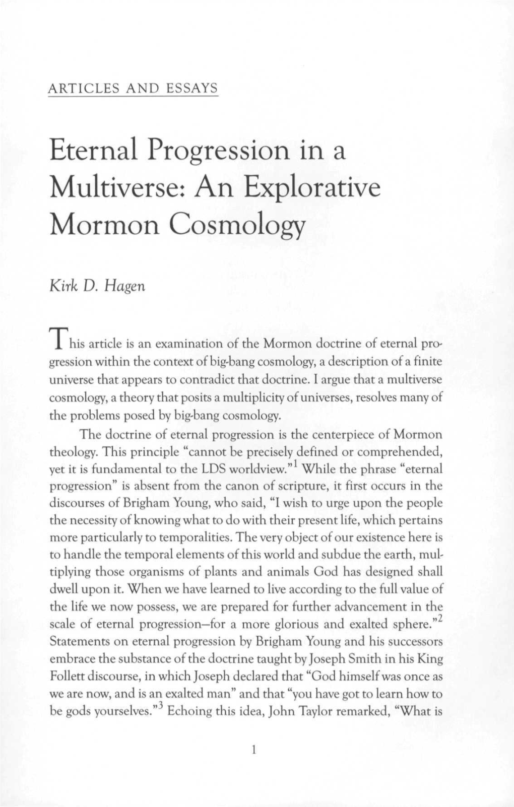 Eternal Progression in a Multiverse: an Explorative Mormon Cosmology