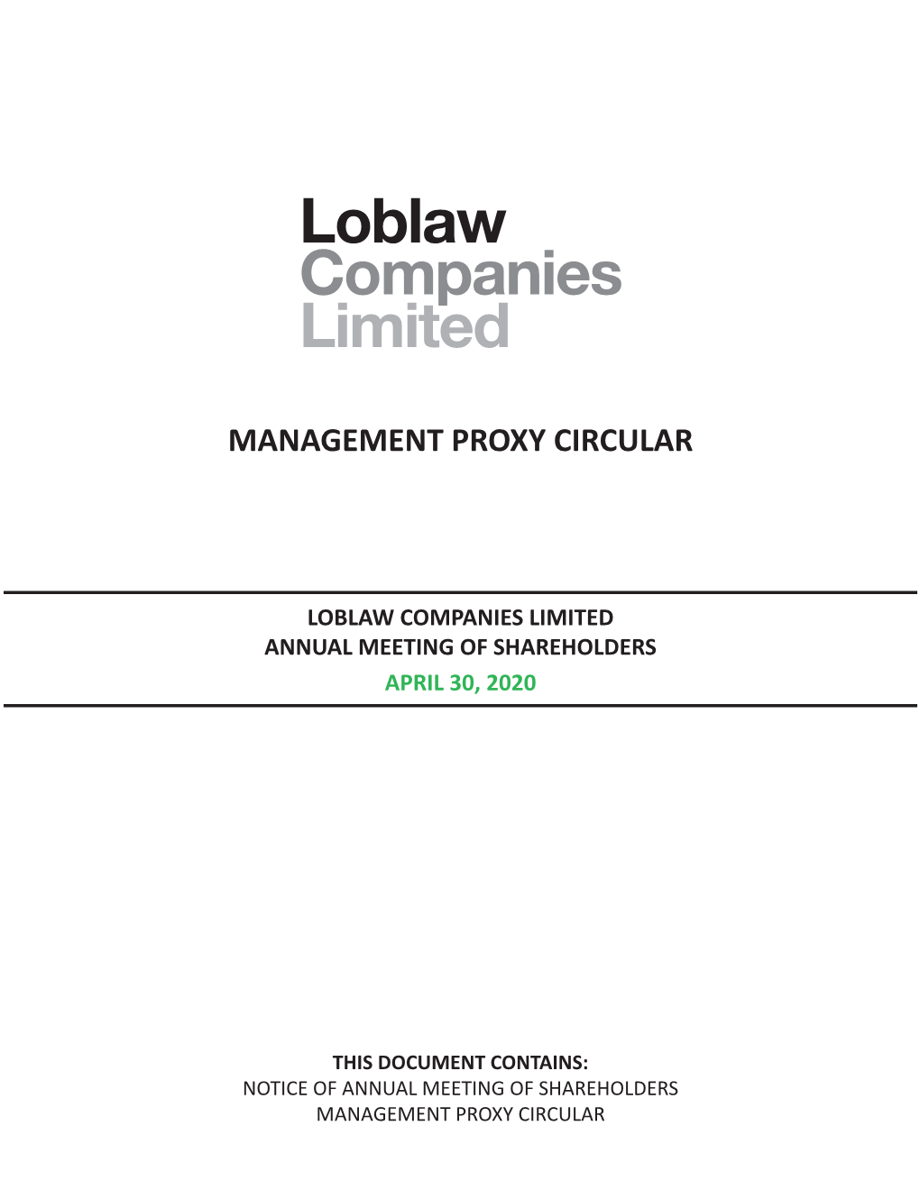 2019 Loblaw Proxy