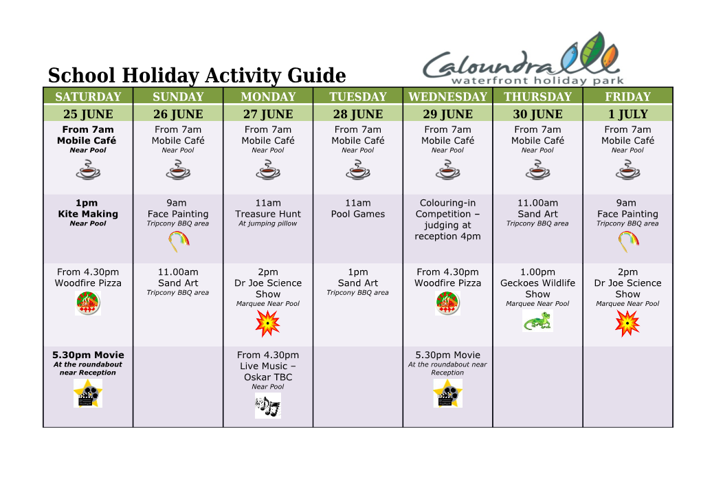 School Holiday Activity Guide