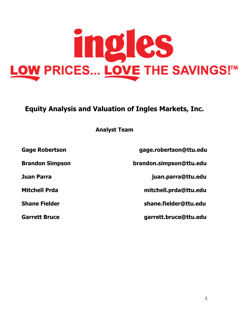 Equity Analysis and Valuation of Ingles Markets, Inc