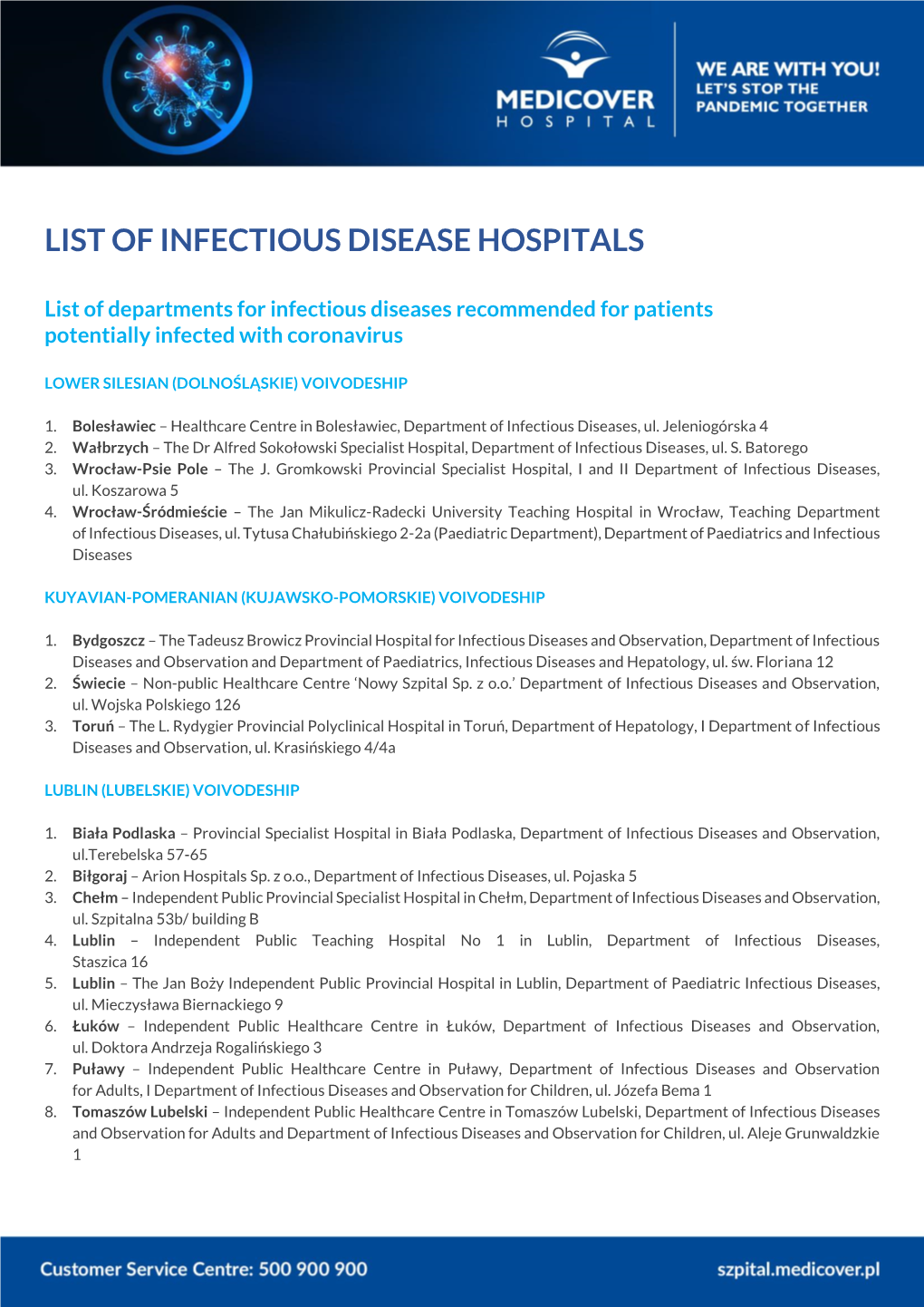 List of Infectious Disease Hospitals