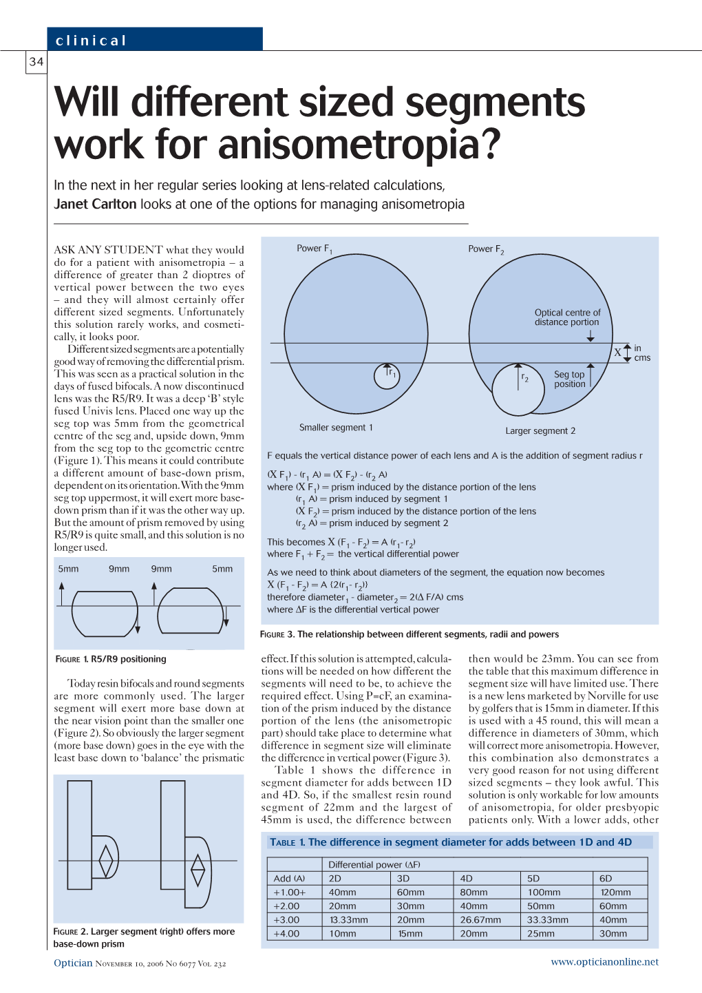 Will Different Sized Segments Work for Anisometropia?