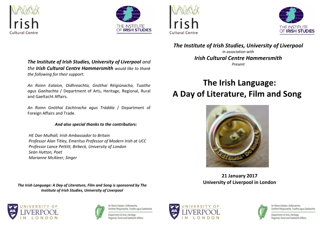 The Irish Language: Agus Gaeltachta / Department of Arts, Heritage, Regional, Rural and Gaeltacht Affairs