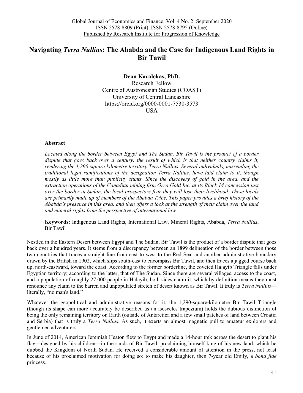 Navigating Terra Nullius: the Ababda and the Case for Indigenous Land Rights in Bir Tawil