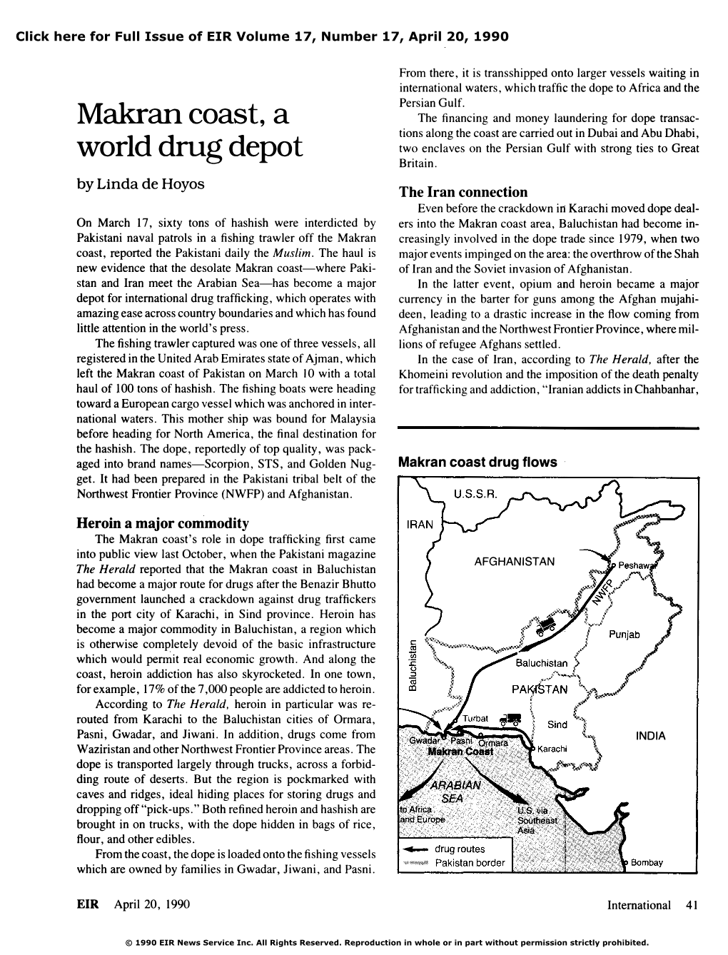 Makran Coast, a World Drug Depot