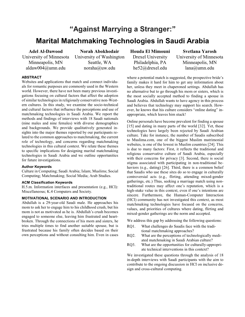 Marital Matchmaking Technologies in Saudi Arabia