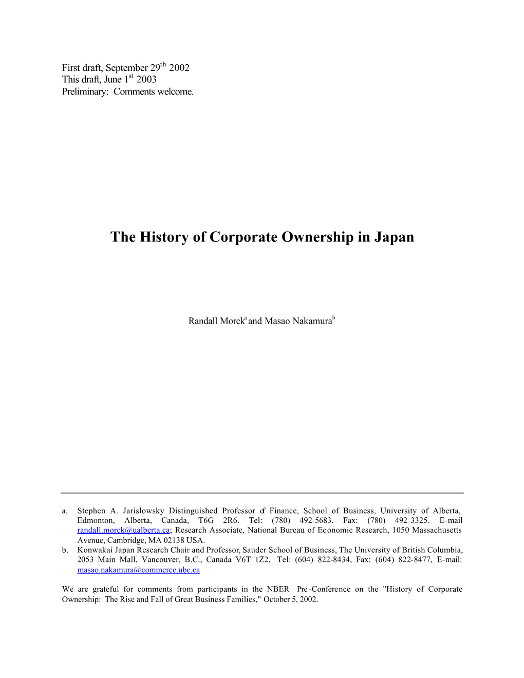 The History of Corporate Ownership in Japan