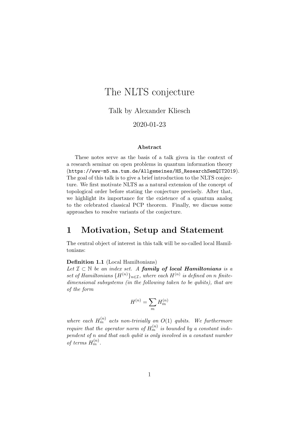 The NLTS Conjecture