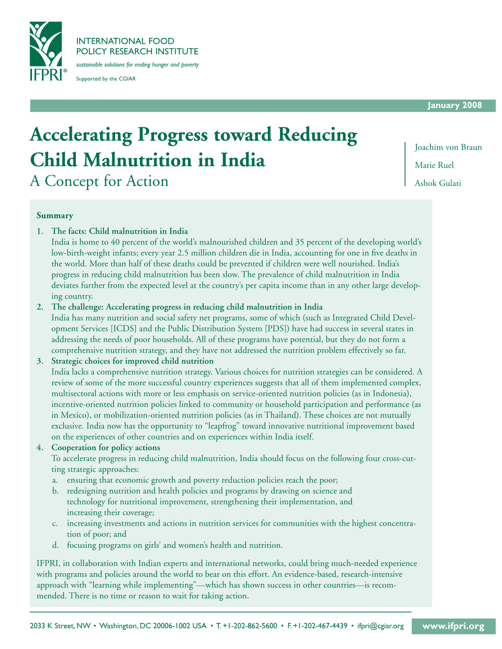 Accelerating Progress Toward Reducing Child Malnutrition in India