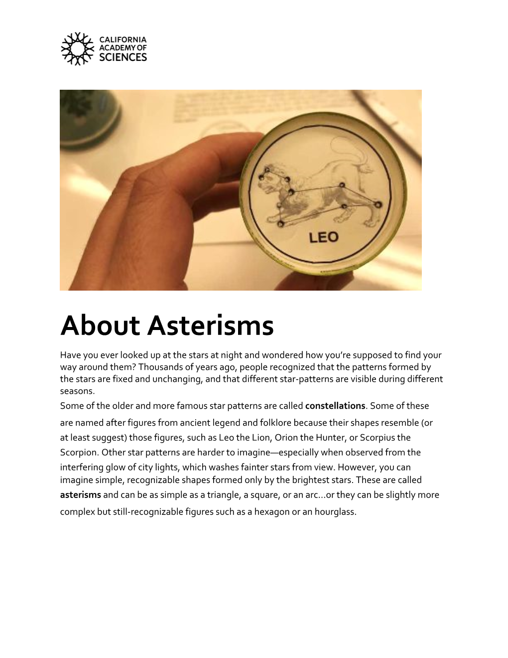 About Asterisms