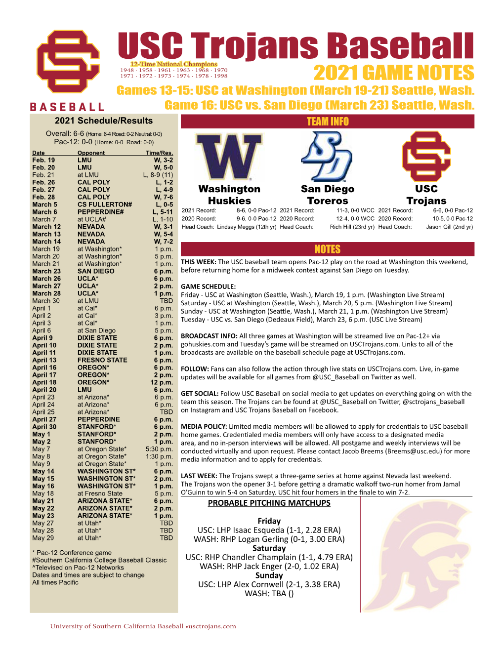 USC Trojans Baseball on Facebook