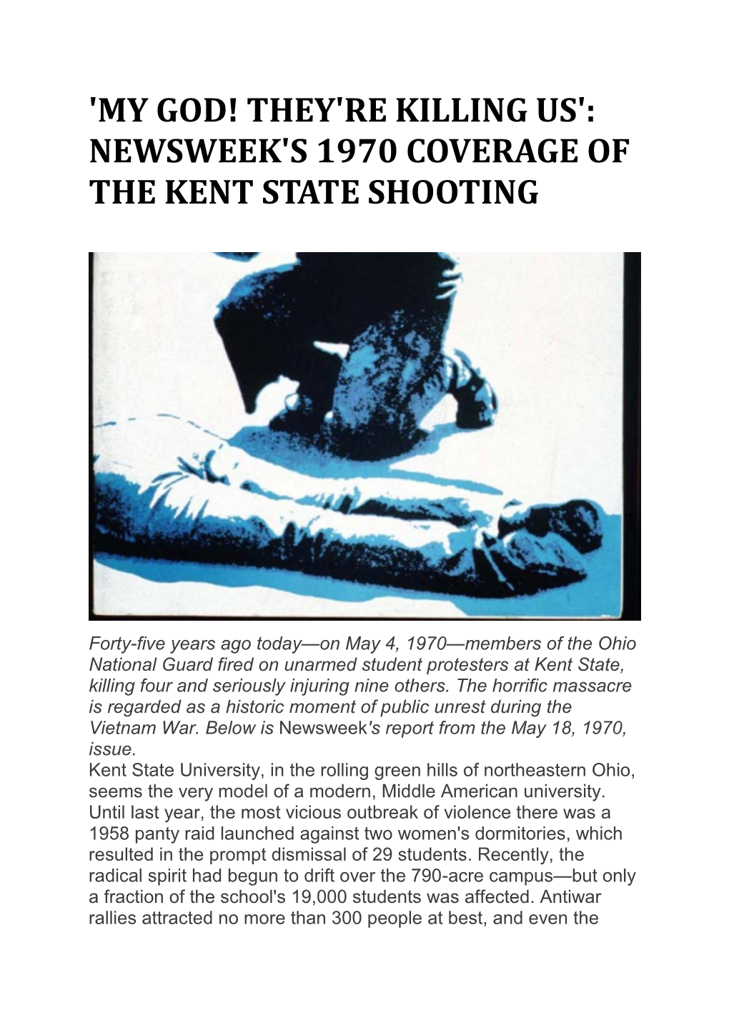 'My God! They're Killing Us': Newsweek's 1970 Coverage of the Kent State Shooting