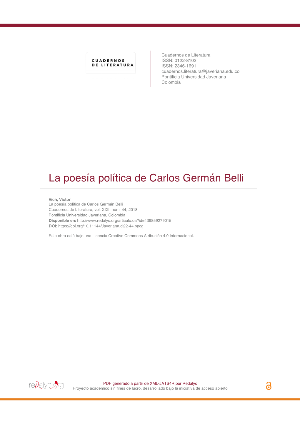 La Poesía Política De Carlos Germán Belli