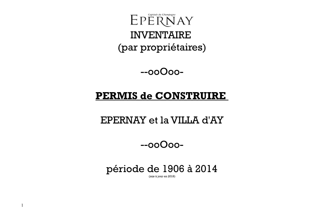 (Par Propriétaires) --Ooooo- PERMIS De CONSTRUIRE EPERNAY Et La