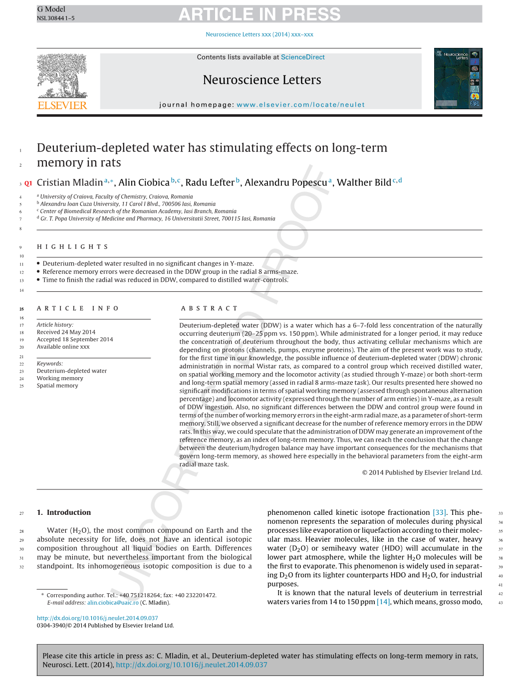 Deuterium-Depleted Water Has Stimulating Effects on Long-Term