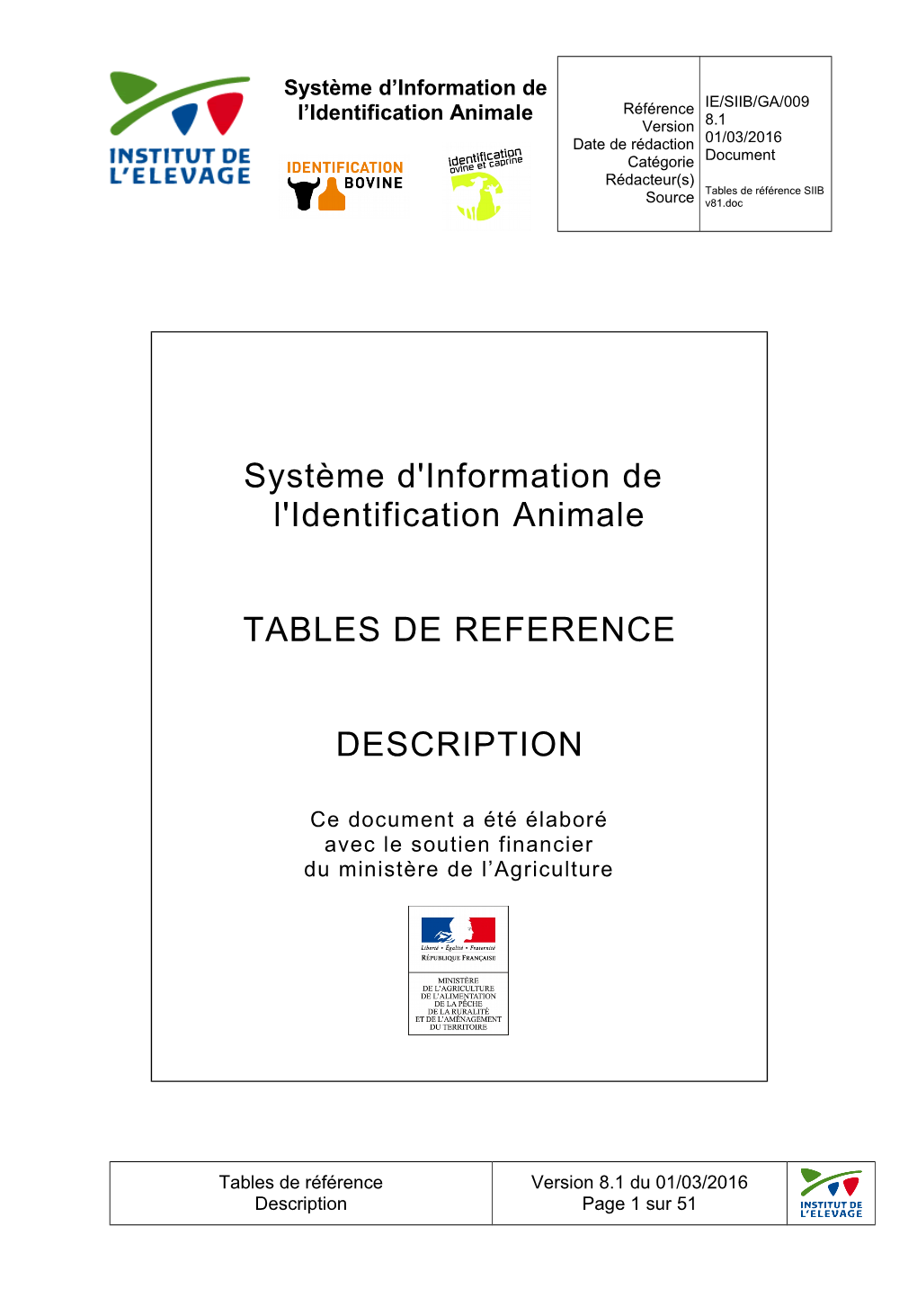 Tables De Référence Du SIIA